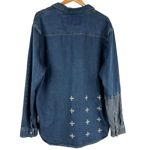 Ksubi Snakebite Long Sleeve Shadow Re-Dye Denim Shirt Size XL New Without Tags - Picture 5 of 10